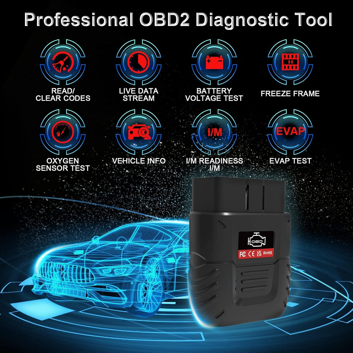 OBD2 Scanner Bluetooth SinoTrack Auto Diagnostic Scan Tool Car Fault Check Engine Light Wireless Car Code Reader for iOS & Android Compatible for All OBDII Protocol Vehicle Bluetooth 4.2