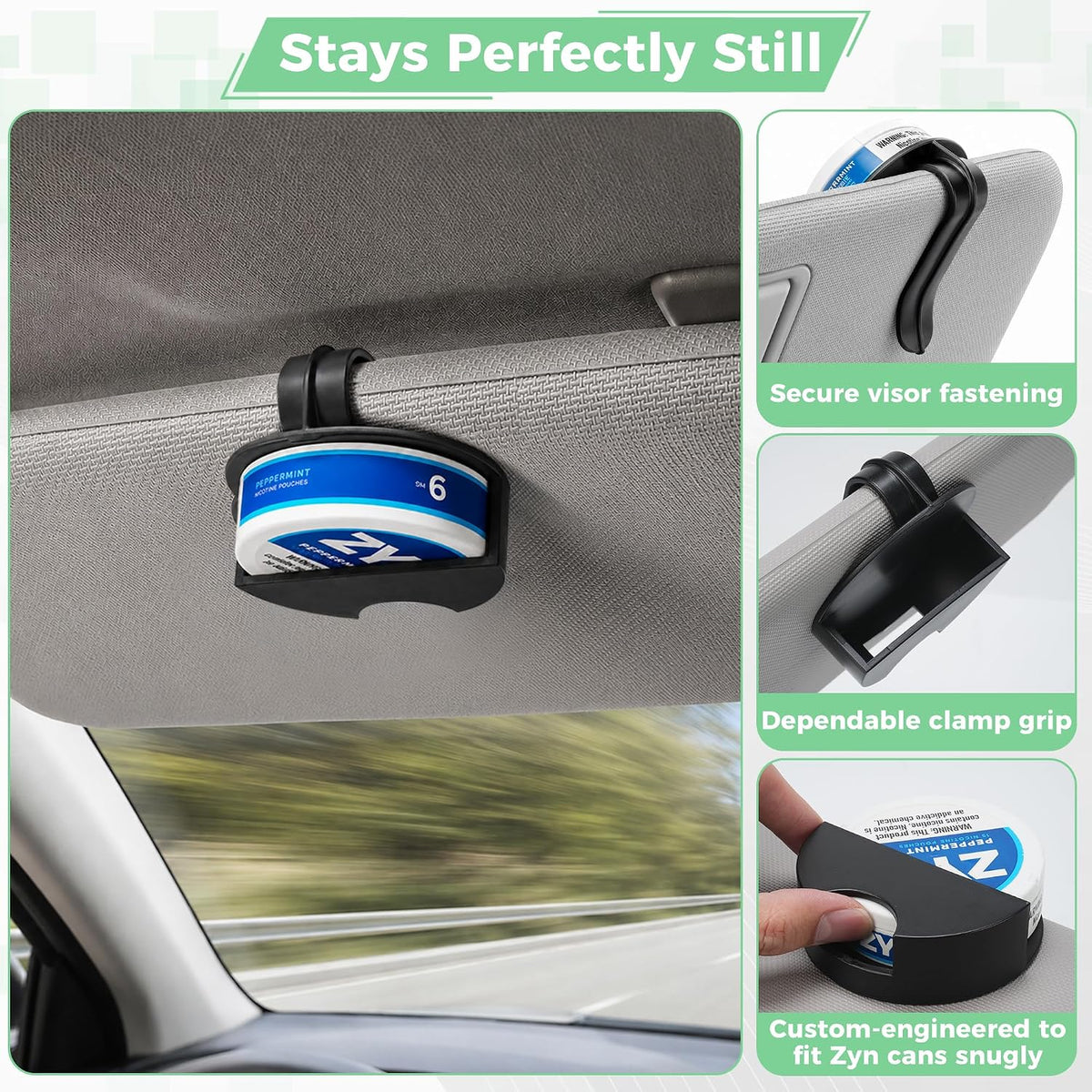 2-Pack Car Visor Holder Clip for ZYN Pouches, Dip Can Holder for ZYN, Snuff Holder for Sun Visor or Belt, Secure & Travel-Friendly Organizer, Great Gift for ZYN Enthusiasts