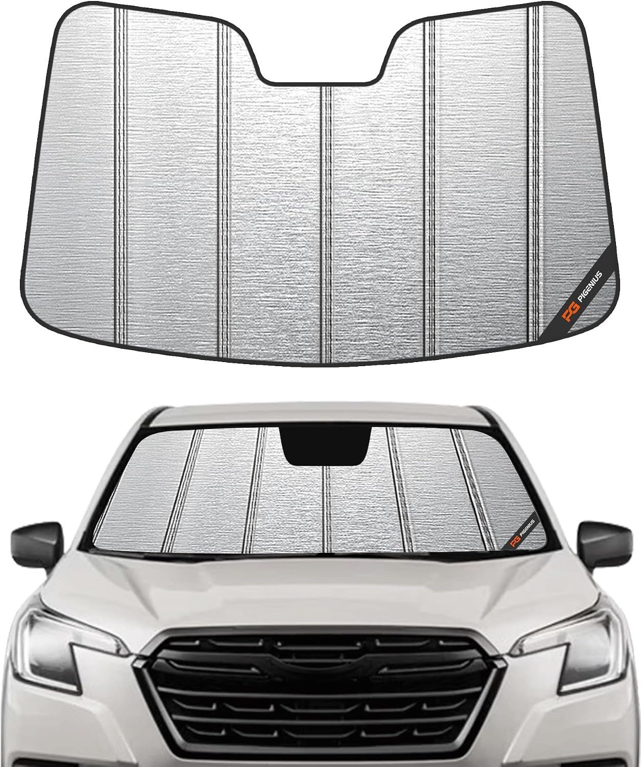Pigenius Windshield Sunshade for Subaru Forester 2019-2021 Eyesight, Premium Grey Leather Finish
