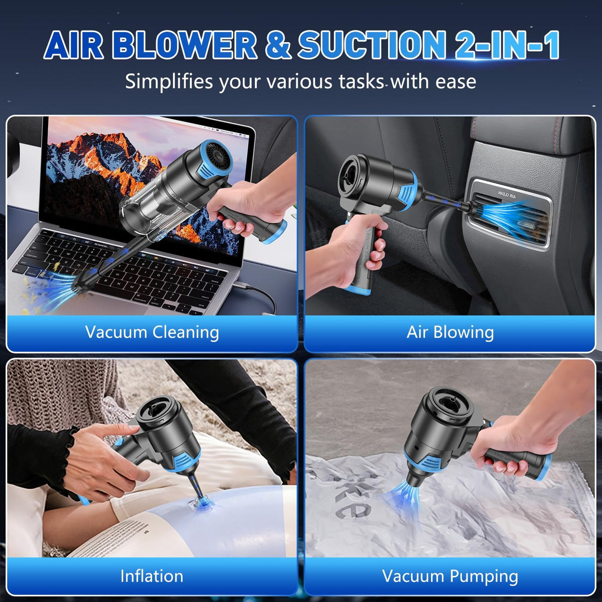 KMM Handheld Car Vacuum Cleaner, 16000PA Air Duster & Hand Held Vacuum