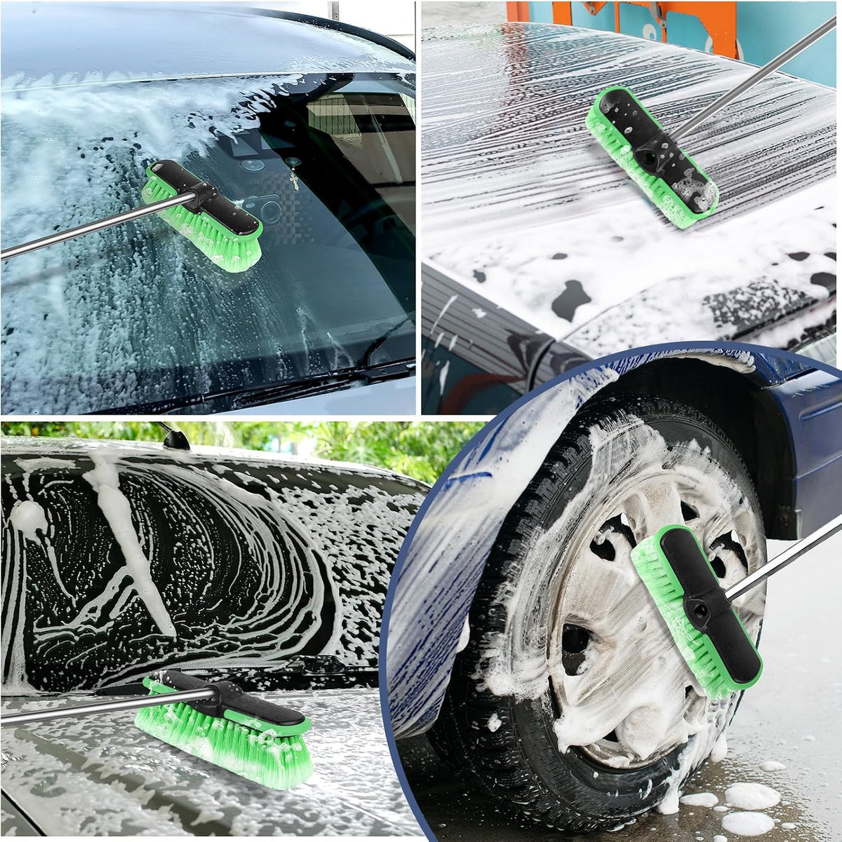 10" Car Wash Brush Head,Scrub Brush Attachment for Extension Pole