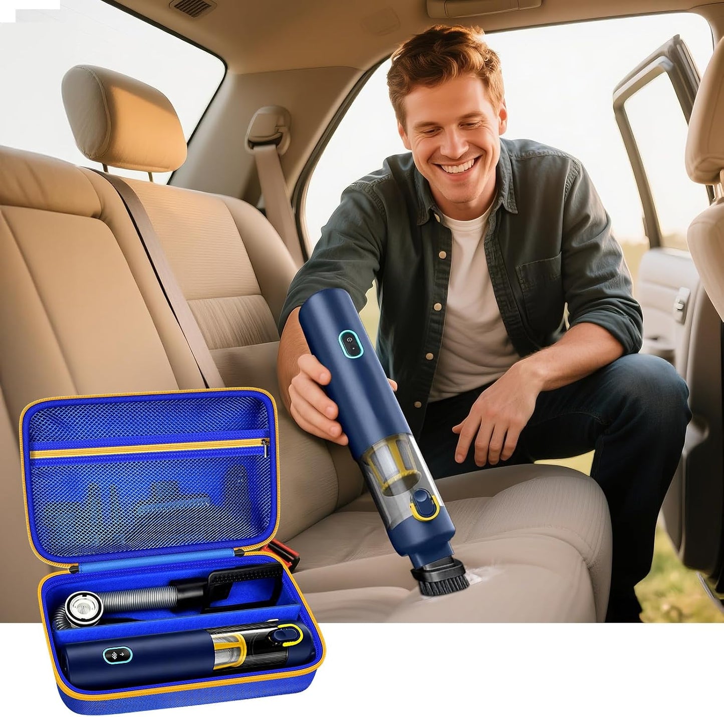GWCASE Car Vacuum Case Compatible with Fanttik V8/V10 Apex/Mate, Case Only | Removable Divider, Mesh Pocket for Accessories, EVA Shell Protection for Trunk, Truck and Road-Trip Storage