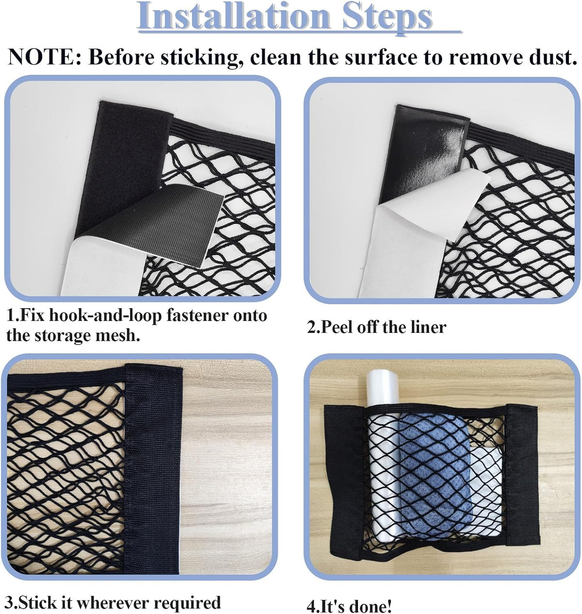 4 PCS RV Cargo Storage Mesh Net, Universal Car Storage Net Pockets, Elastic Stretchable Netting Pocket for SUV, Truck,RV, Camper (4)