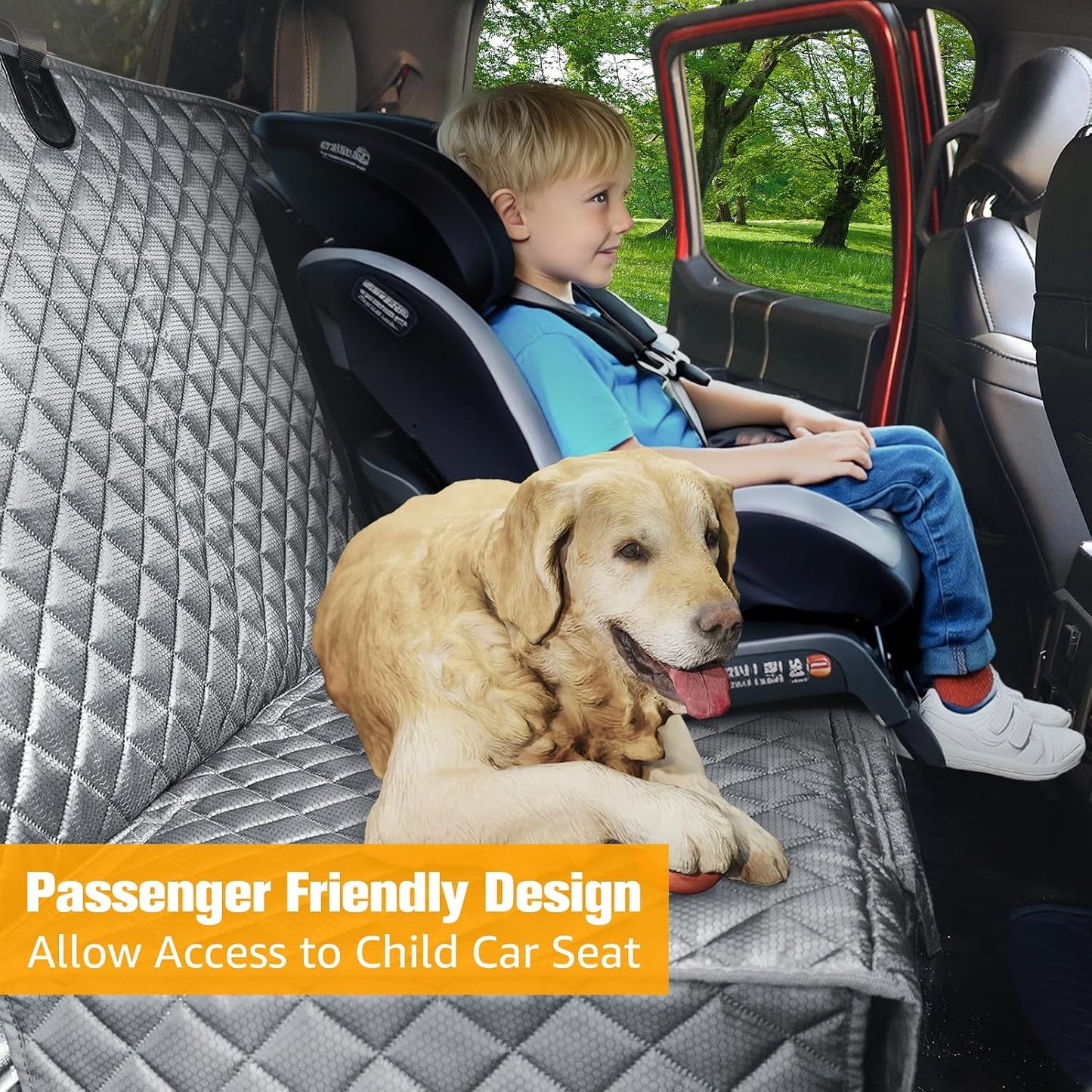 PETICON Dog Car Seat Covers for Truck Ford F150/Chevrolet Silverado 1500/Ram 1500/GMC Sierra 1500, Waterproof Pet Back Seat Cover for Trucks, Scratchproof Nonslip Durable Rear Seat Cover for Dogs