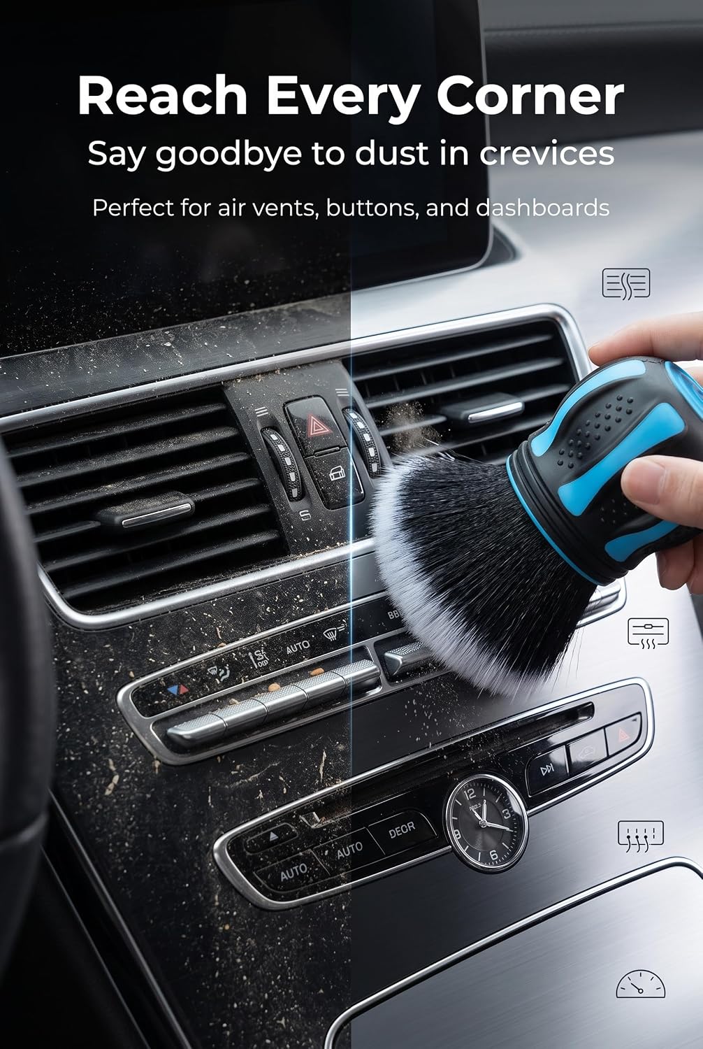Detailing Brush Set, Car Detailing Brushes, Detailing Brush, Ultra Soft Spherical Synthetic Bristle Detail Cleaning Brush With Storage Rack Universal Auto Interior Exterior Blue