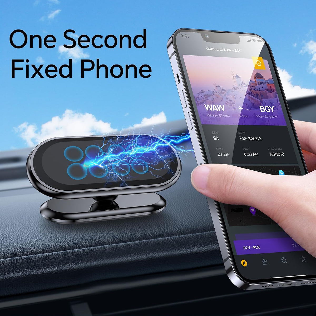 【2-Pack】 Magnetic Phone Holder for car, [ Super Strong Magnet ] [ with 4 Metal Plate ] Cell Phone carmount for iPhone Magnetic [ 360° Rotation ] Universal Dashboard Adhesive Car Magnetic Phone Mount