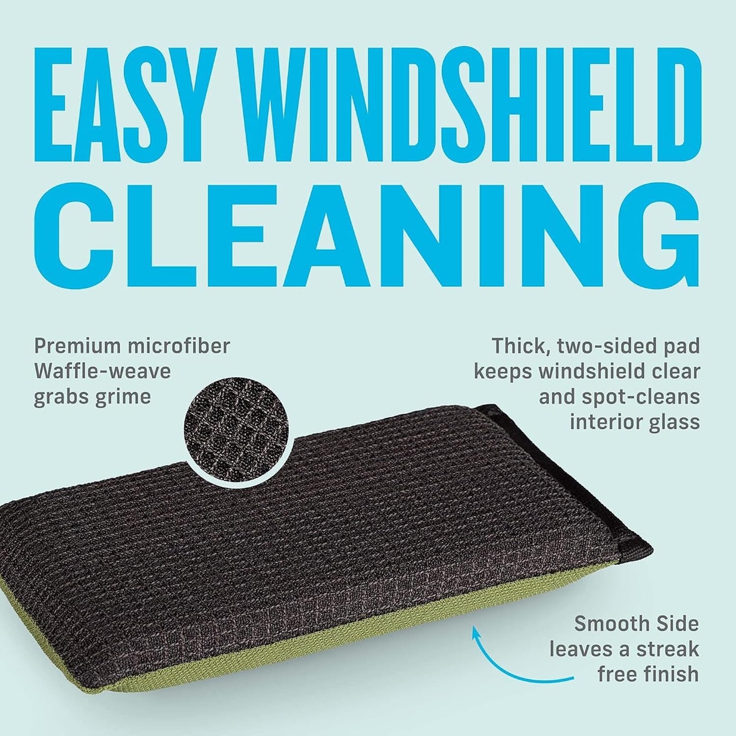 E-Cloth Windshield Haze Eraser - Interior Windshield & Car Window Cleaner Tool, Keeps Mirrors Clean, Spot Washes Inside Glass, Car Cleaning Supplies, Microfiber Sponge, Streak Free Finish - 2 Pack