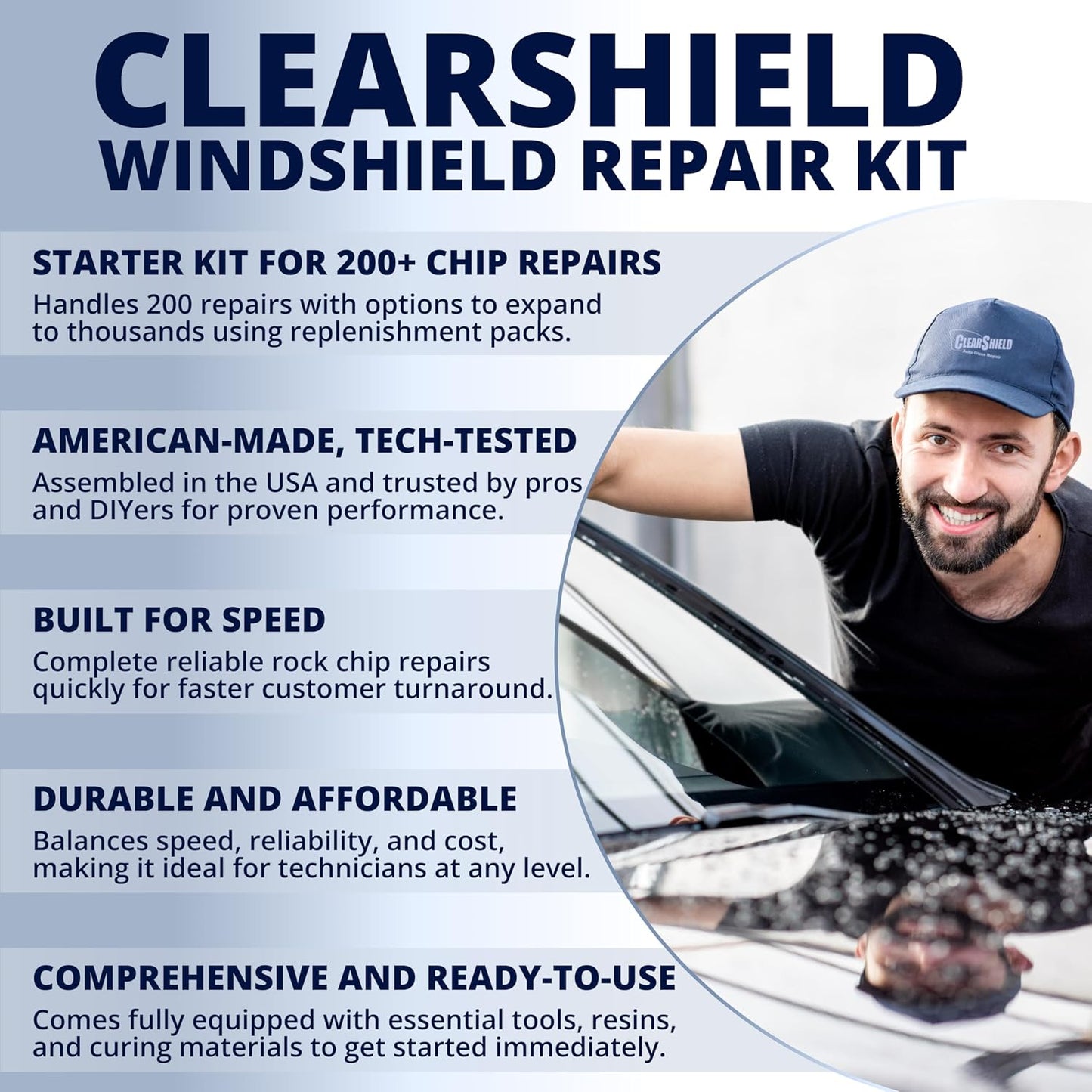 Clearshield Windshield Repair Kit - Window Rock Chip Repair Kit - Cracked Windshield Repair Kit - Auto Glass Repair Kit for 200+ Repairs