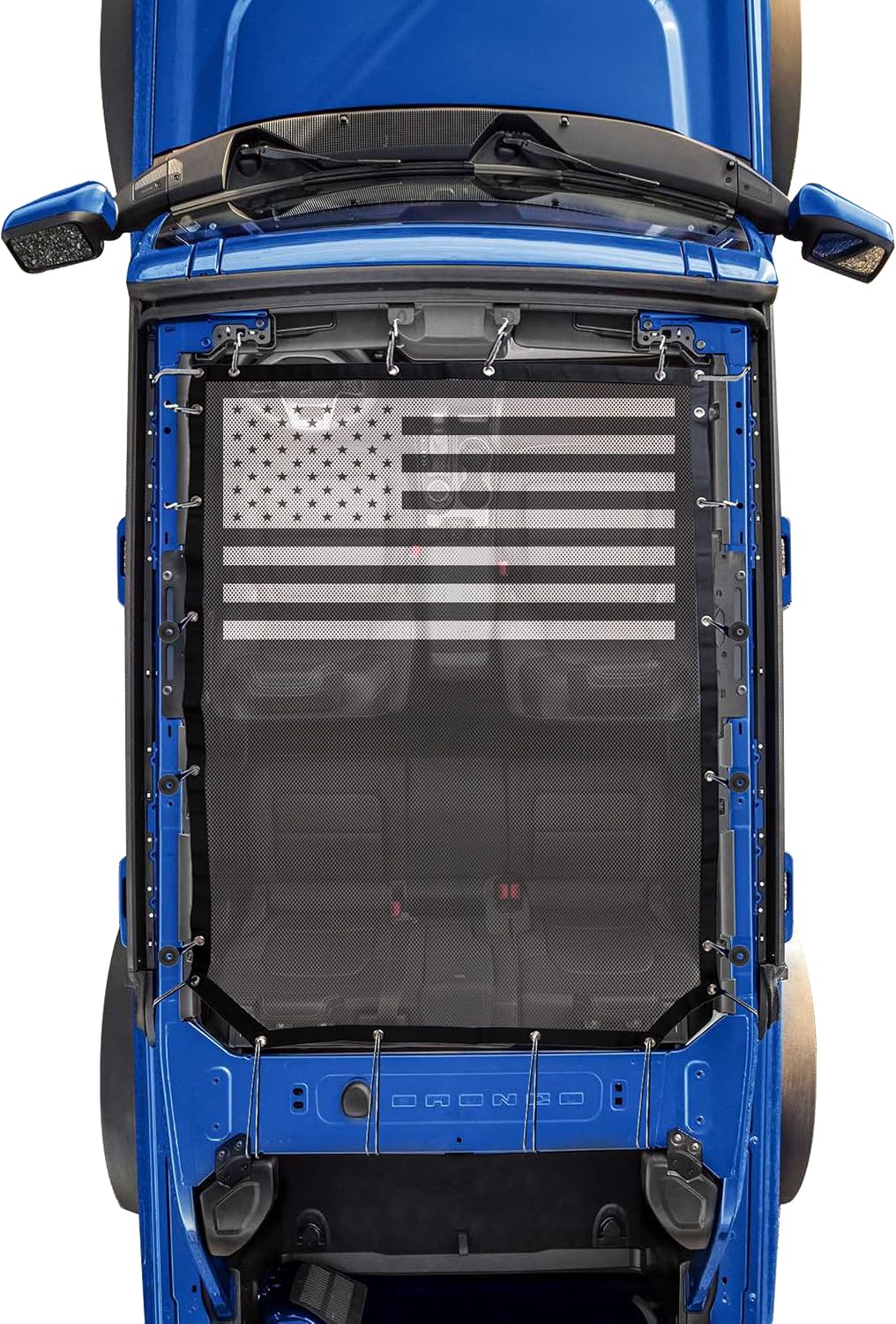 sukemichi Sunshade for Ford Bronco,Mesh Sun Shade Bikini Top Cover Bimini Top for Ford Bronco Accessories 2021 2022 2023 2024 2025 2026 4 Door - Blocks UV, Wind, Noise, (Flag)