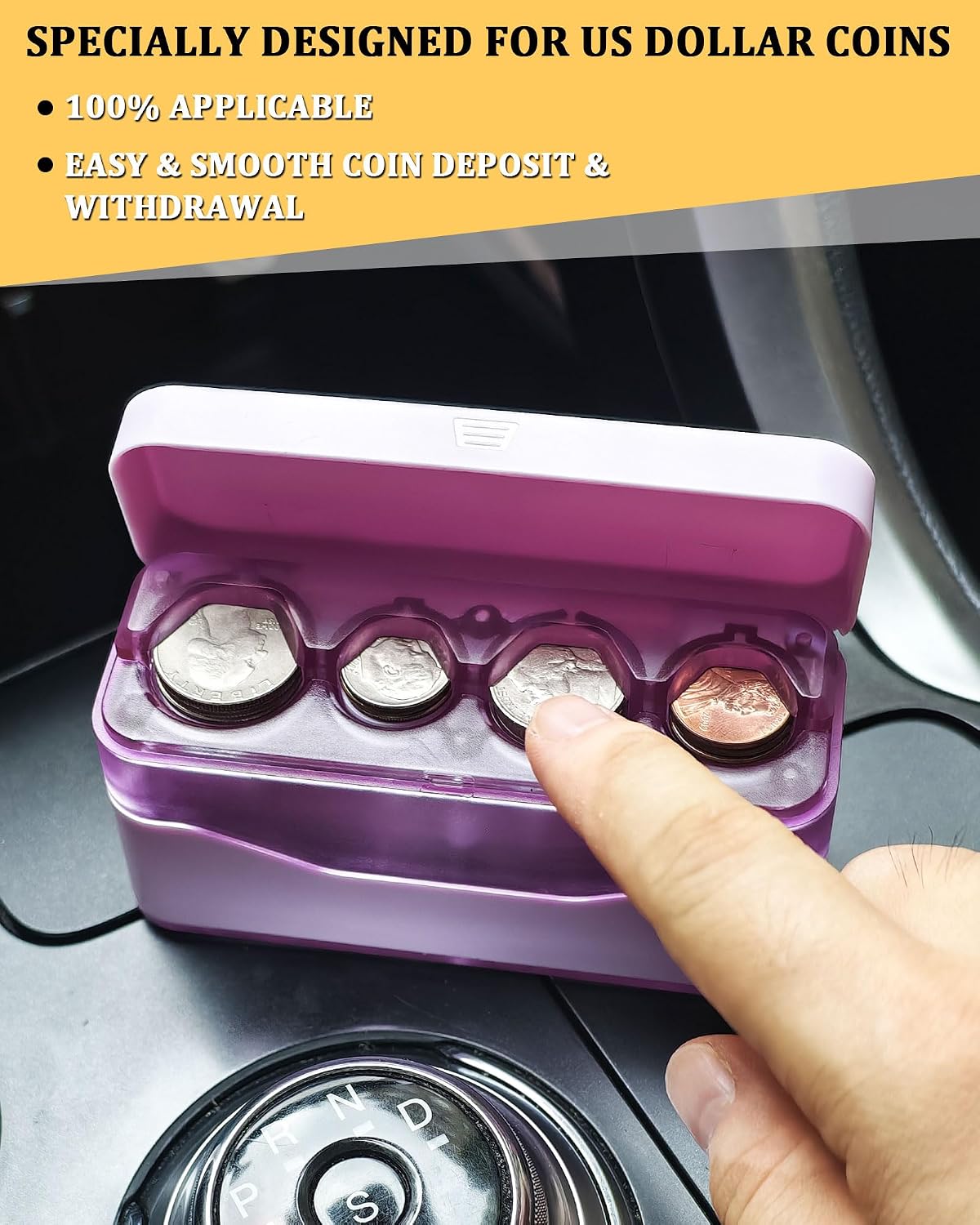 Larger Capacity Coin Holder for Car, Compact Portable Change Coin Organizer
