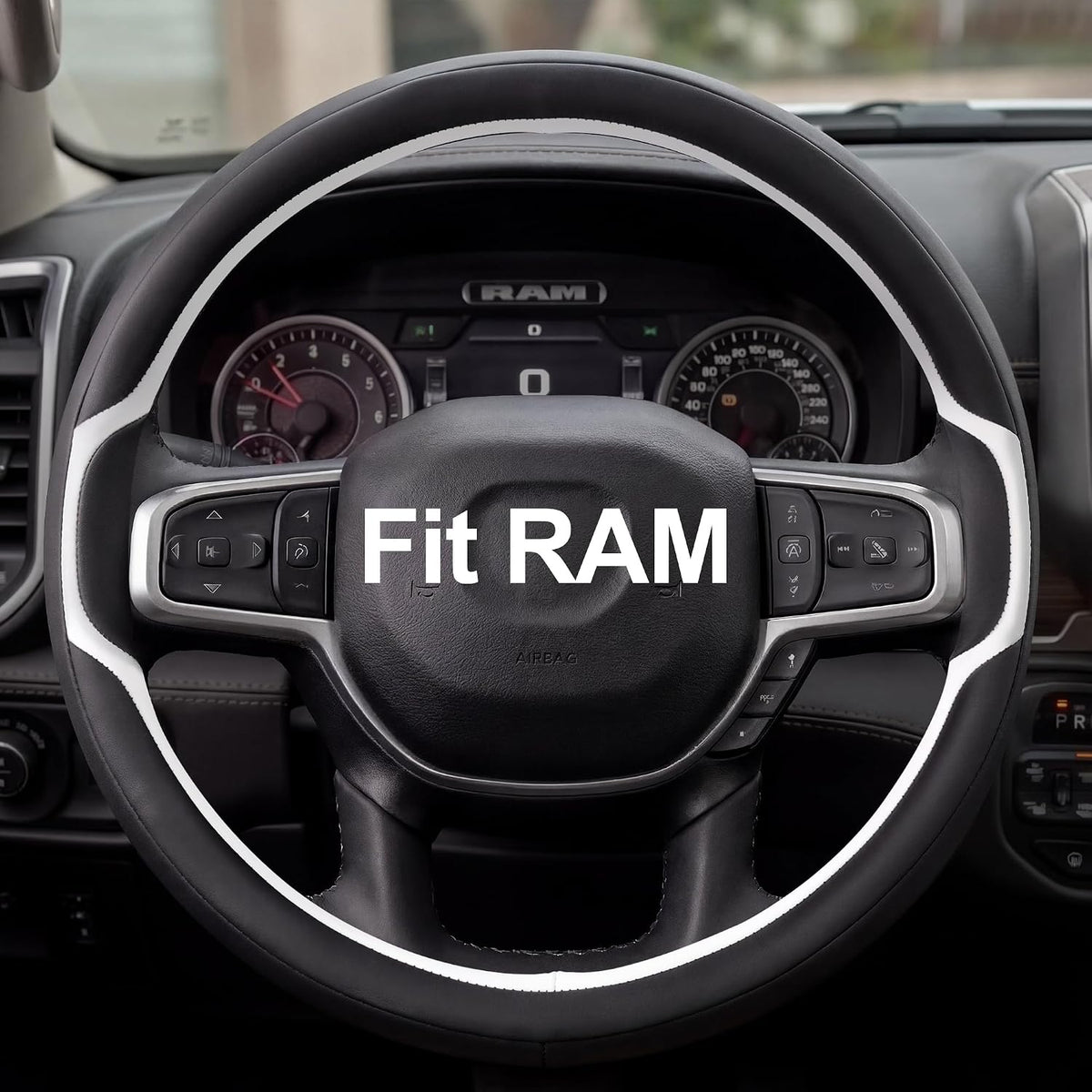 West Llama Customized Auto Car Steering Wheel Cover for Dodge RAM 1500 2500 3500, 15.5-16 inch (Dark Brown - Large Size)