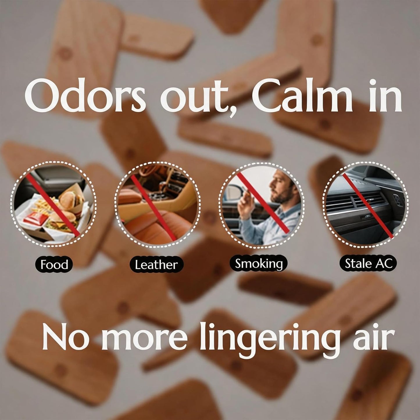 Car Air Freshener - Wood Air Freshener for Visor Clip - Long Lasting Car Odor Eliminator - Vehicle Scent Diffuser - Variety Scent Refill (Amber - Marine - English Pear, CLIP INCLUDED)