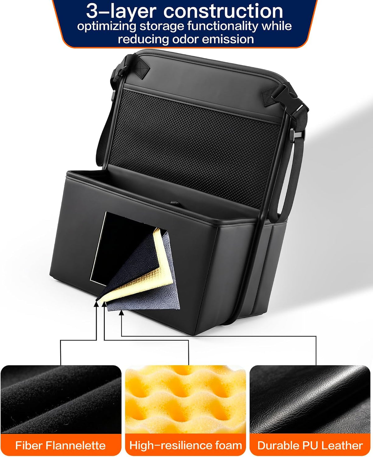 Divided Car Purse Holder - PU Leather Between Seats Storage Bag | Backseat Tissue Box Cover & Tablet Pocket, Front Handbag Organizer for Small Wallet & Water Bottle, Hanging Car Accessories