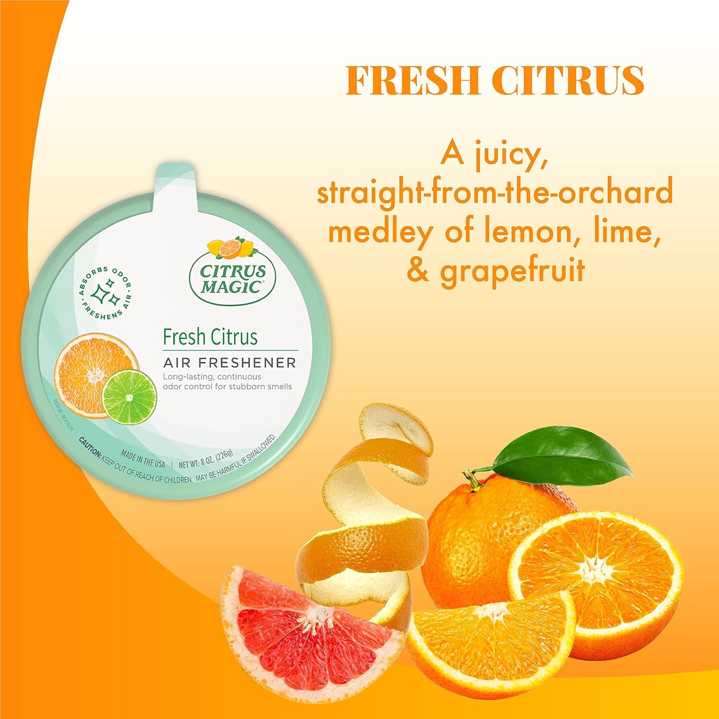 Citrus Magic 2-Pack Solid Air Freshener, 8-Ounce, Citrus