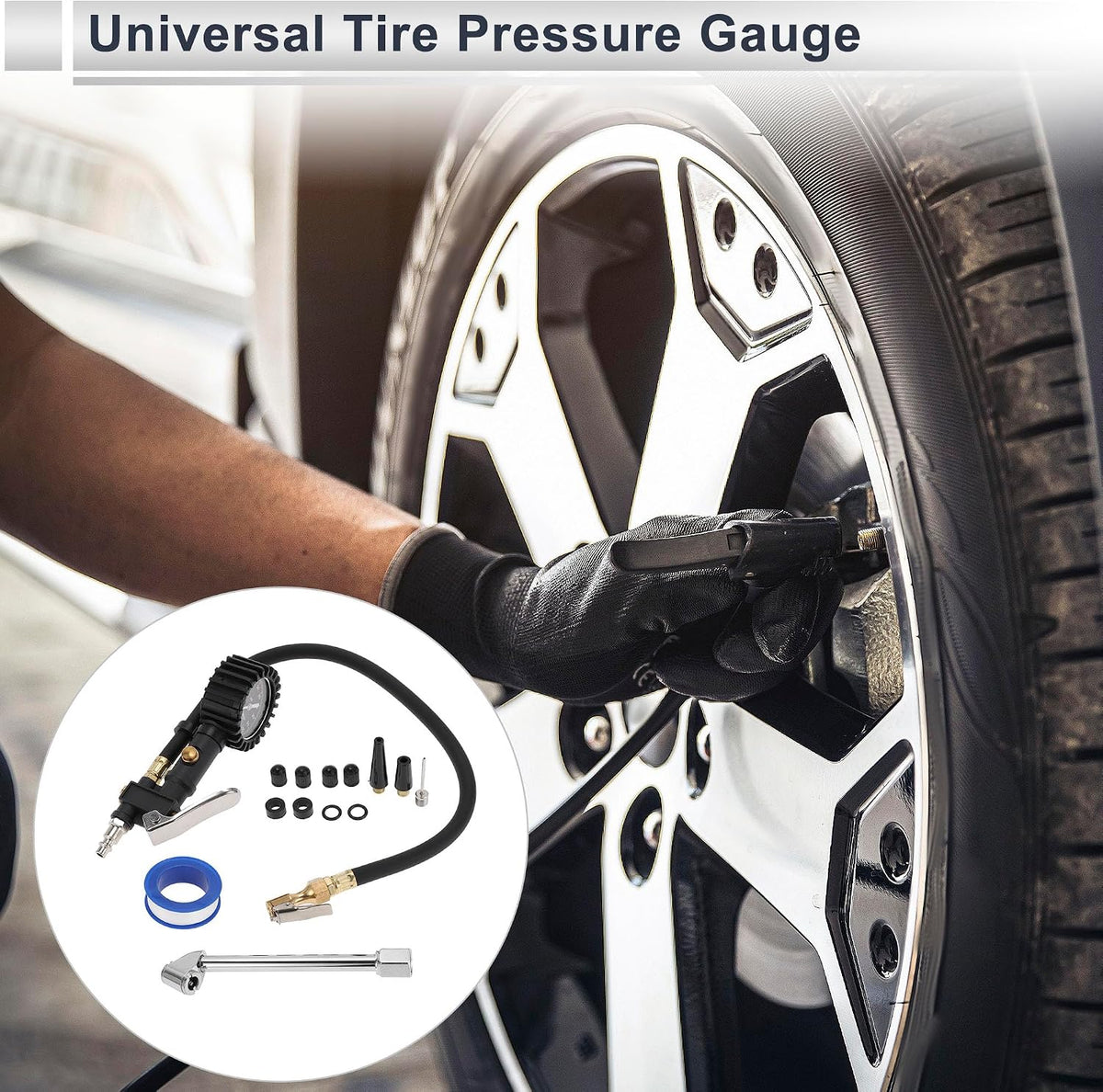 1 Set Universal Tire Pressure Gauge 0-100PSI 2.56 Inch Digital Pressure Gauge Tyre Air PSI Meter for Motorcycle SUV Truck