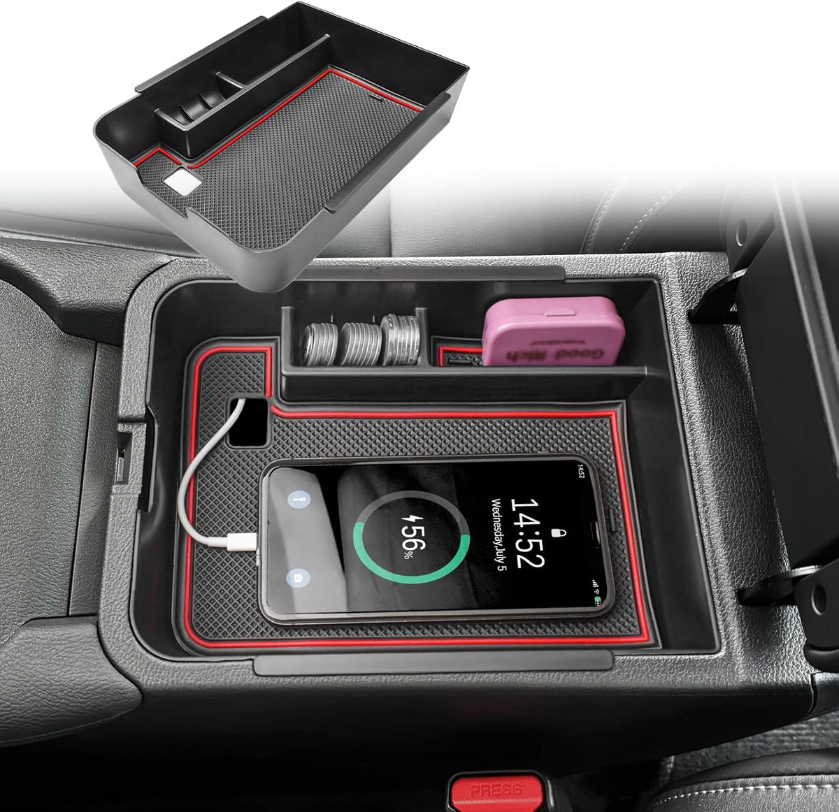 Center Console Organizer Tray for 2020-2025 Nissan Sentra, Black Trim