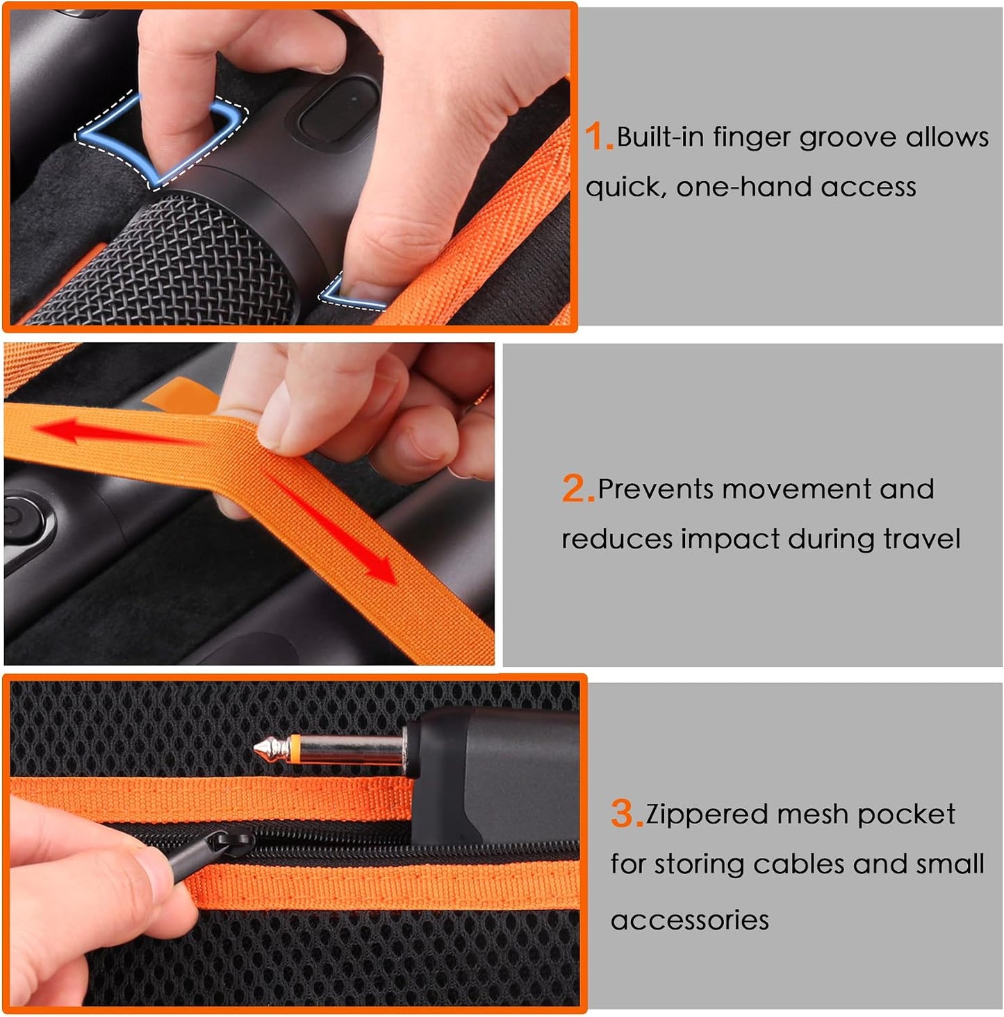 Wireless Microphone Case Compatible with JBL Wireless Two Microphone System, Dual Mic Storage Travel Bag for Handheld Microphones, Receiver, Adapter, AA Batteries, Shockproof EVA Carrying Case