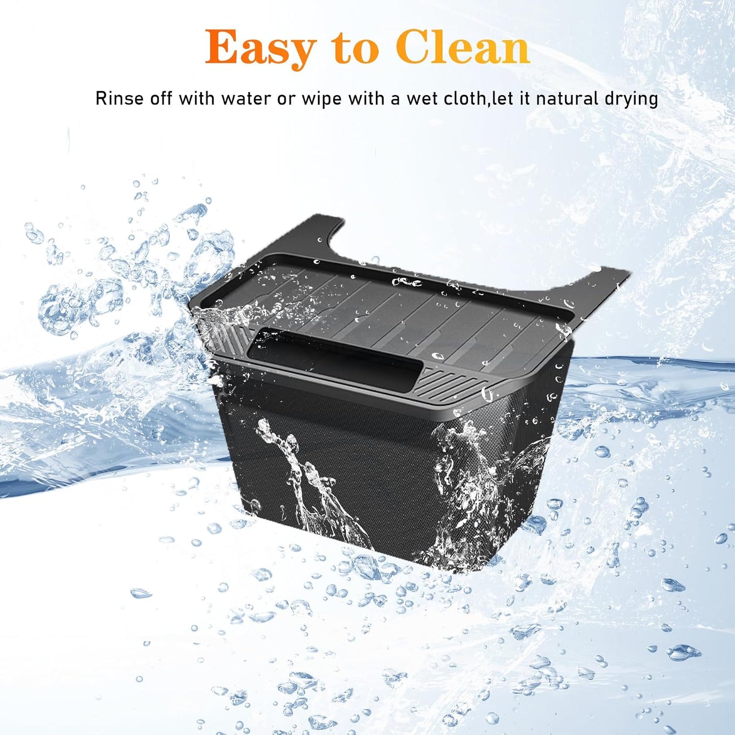 Model Y Trash Can Rear Center Console Organizer Compatible for Tesla Model Y 2020-2025, 2nd Row Seat Rear Bin TPE Backseat Storage Box Middle Air Outlet Garbage Can with Anti-Slip Lid Cover