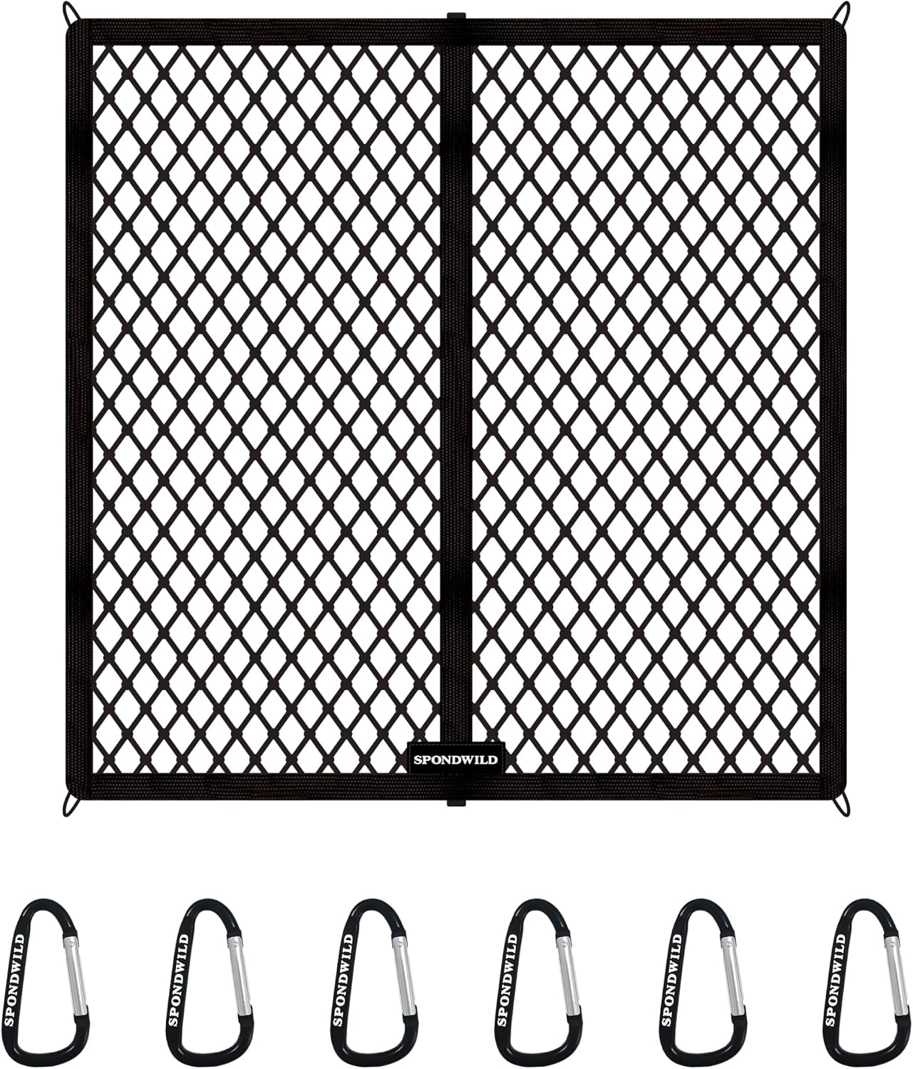 Stretchable Cargo Net (4'x4' Stretches to 8'x8') - Adjustable Elastic Trunk & Truck Bed Storage Organizer with Hook for SUVs, Cars and Trucks, Ideal for Securing Daily Light Loads