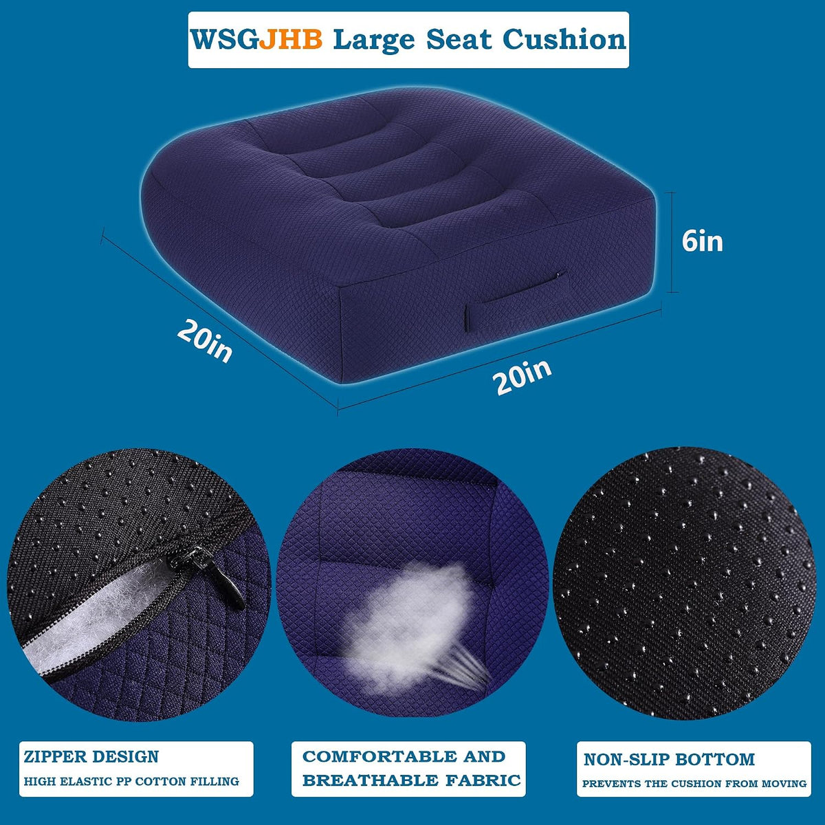 WSGJHB Large Seat Cushion, Extra Thick Booster Seat Cushions Long Sitting