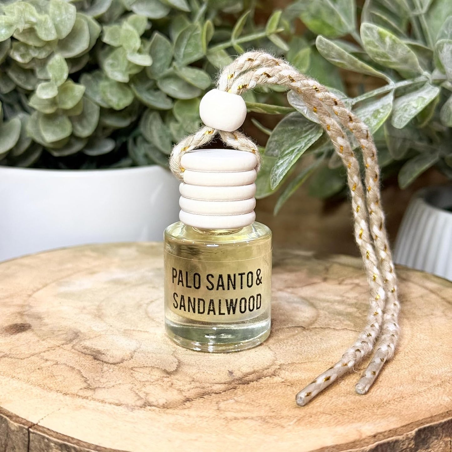 Palo Santo & Sandalwood (Santal) Hanging Car Air Freshener – Long Lasting Essential Oil Diffuser for Car, Closet, Bathroom – 2-Pack Natural Scent Deodorizer for men and women