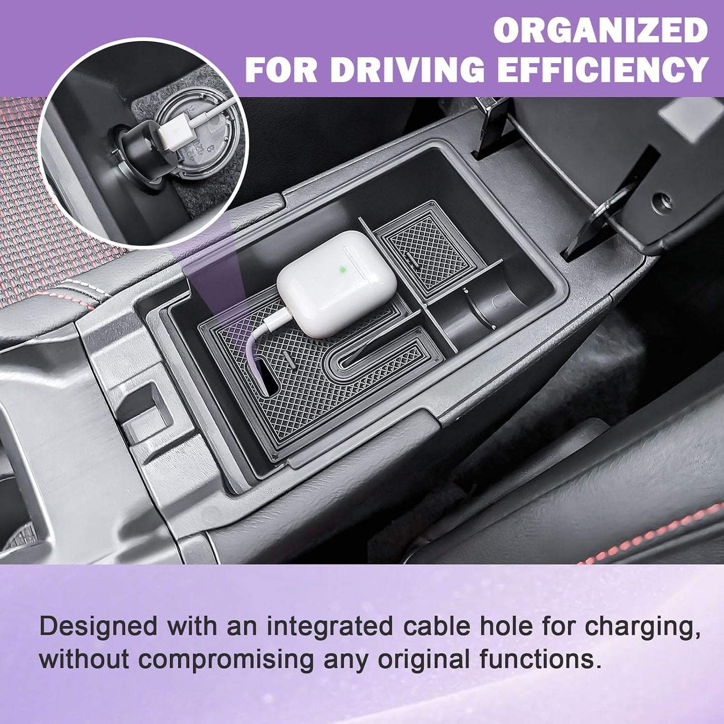RUNROAD Center Console Organizer Tray Compatible with 2025 Nissan Kicks Accessories, Insert Armrest Storage Tray For Kicks S SV SR Middle Console Dividers Custom Coin Holder Glove Compartment