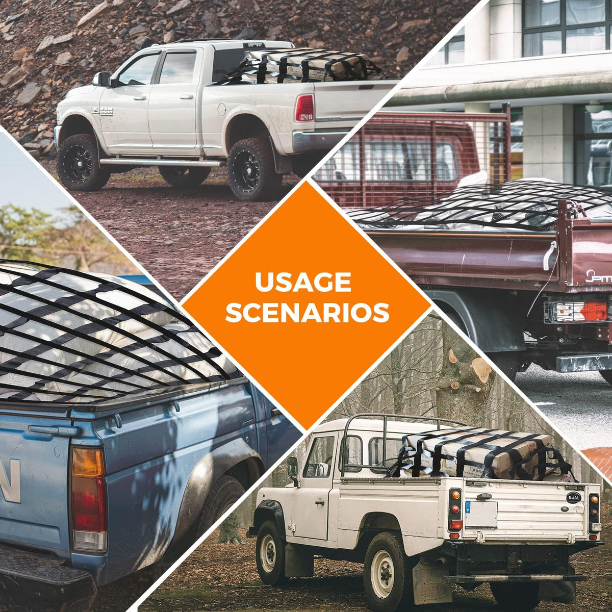 Cargo Net for Pickup Truck Bed Adjustment 66" x 82"-2” Wide Mesh