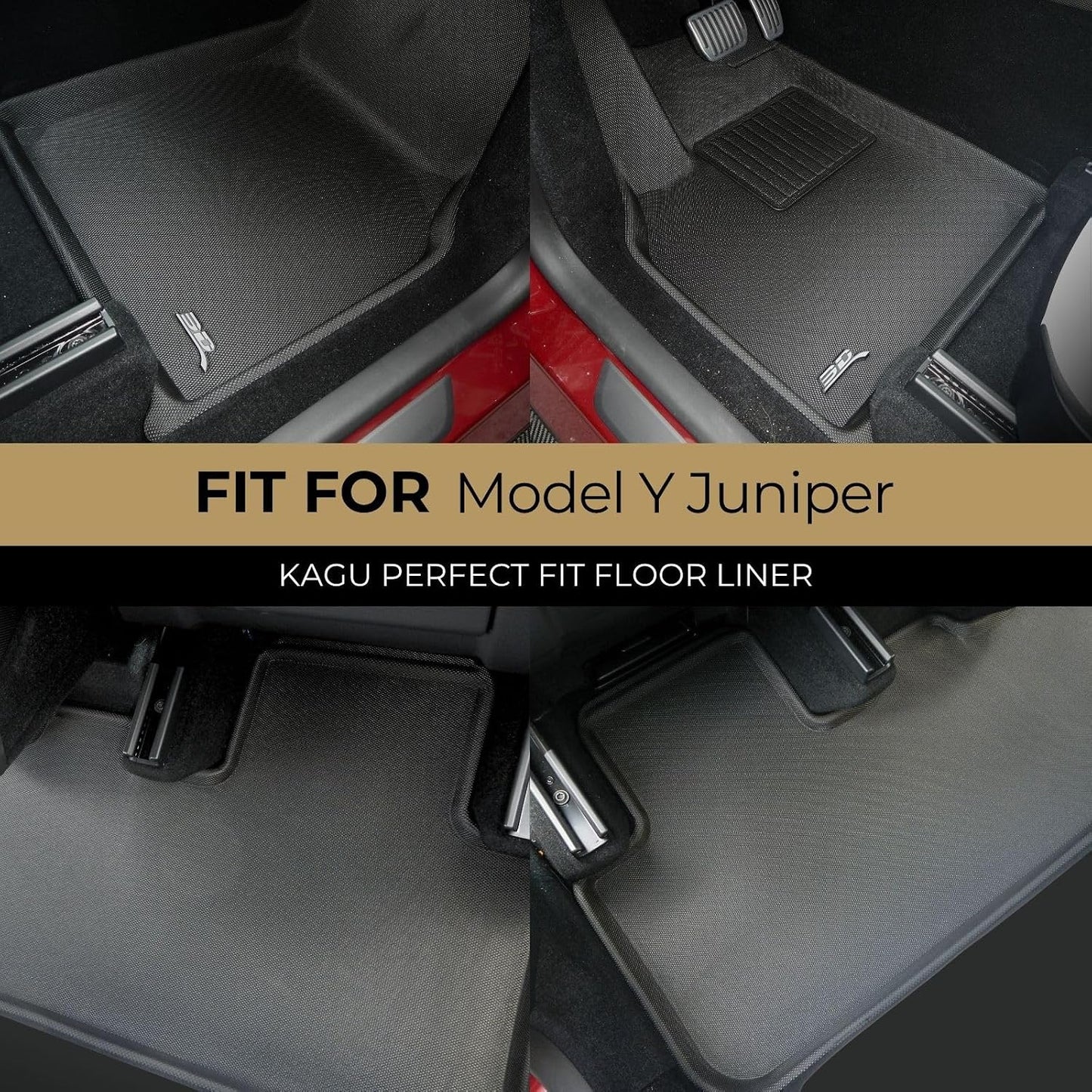 3D MAXpider Custom Fit Kagu Floor Mat (Black) Compatible with Tesla Model Y Juniper 2026 - Full Set
