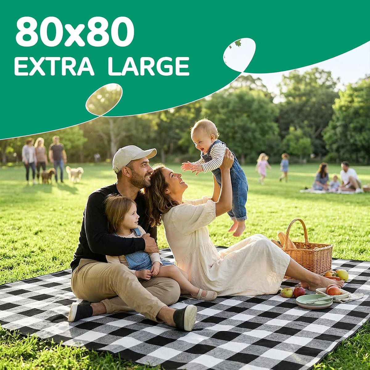 RYCHIC Waterproof Picnic Blanket Outdoor Camping Beach Mat Rug Extra Large Foldable Car Essential Roadtrip Gadget Rv Accessories Glamping Tent Gear Must Haves Hiking Backpacking Necessities Gift