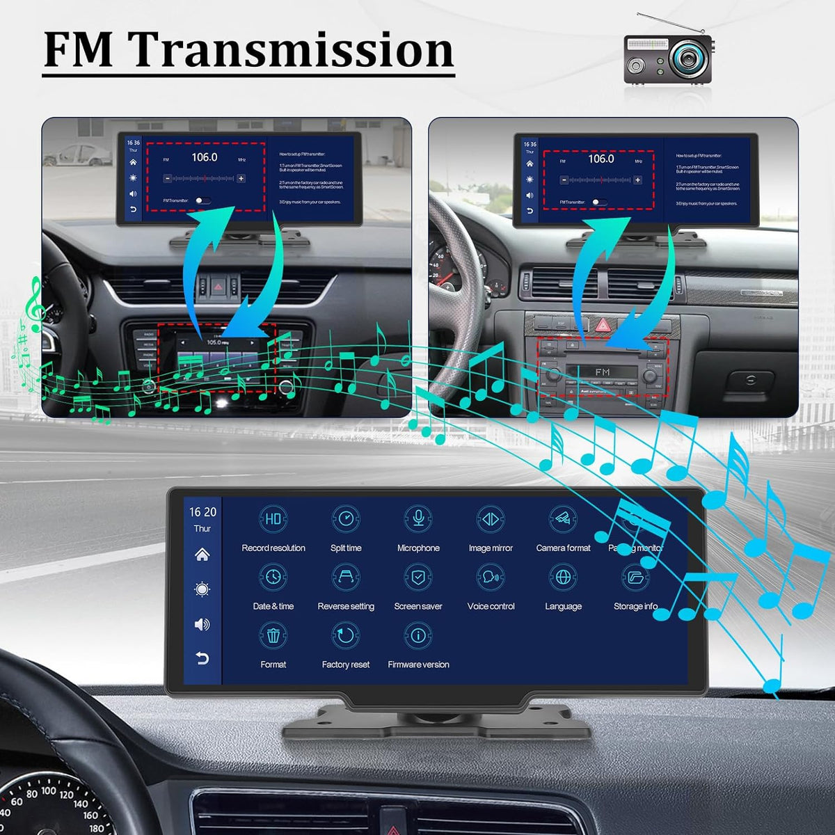 Carplay Screen Stereo 10.3 inch HD Wireless Car Play & Android Auto