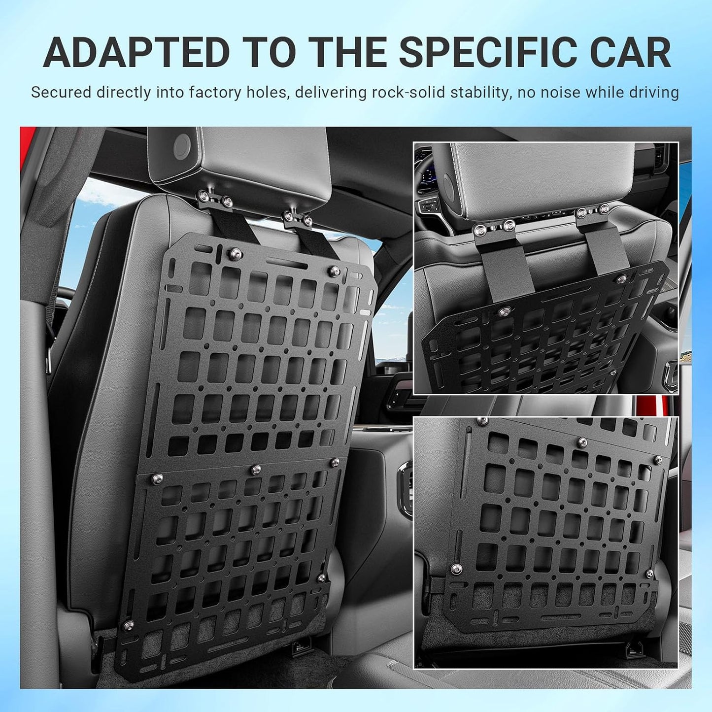 SZYANG 2PCS Seatback Molle Panel Compatible with 2022-2026 Toyota Tundra Seatback Organizers for 1 Seat Tactical Truck Organizer Replacement for 2022-2026 Toyota Tundra Accessories