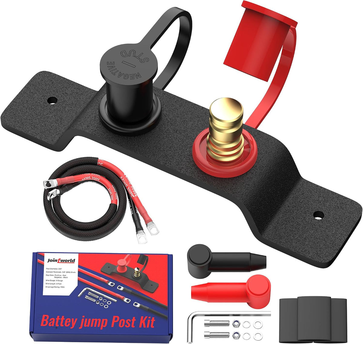 Joinfworld Remote Battery Terminals Heavy Duty Battery Relocation Kit with Bracket Cable Battery Remote Terminal Jumper Post for Car Can-Am X3 UTV ATV