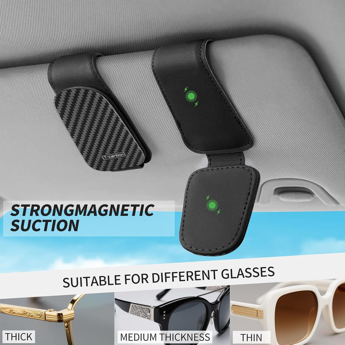 T-carbon Sunglass Holder for Car Sun Visor