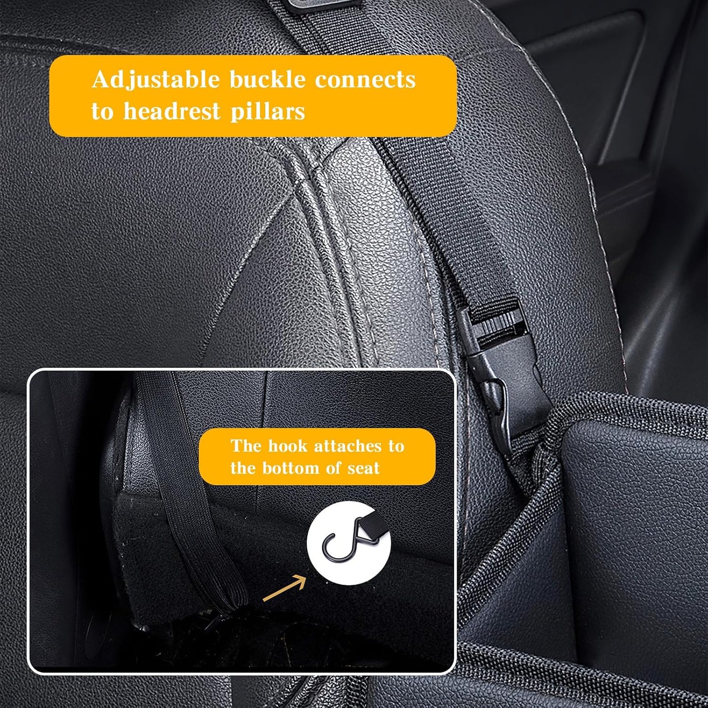 Car Storage Organizer Between Seats with Tissue Holder | Textured Leather Car Purse Holder Snack Holder | Auto Seat Back Handbag Organizer for Driving, Travel