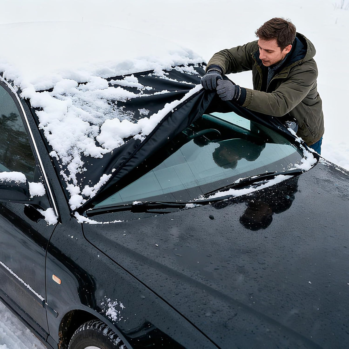 TONDA Windshield Cover for Ice and Snow, Heavy Duty 600D Oxford Car Windshield Protector, Winter Car Accessories for Cars, SUVs, Trucks, Vans and MPVs, Universal Fit (68.5 x 56 Inch)