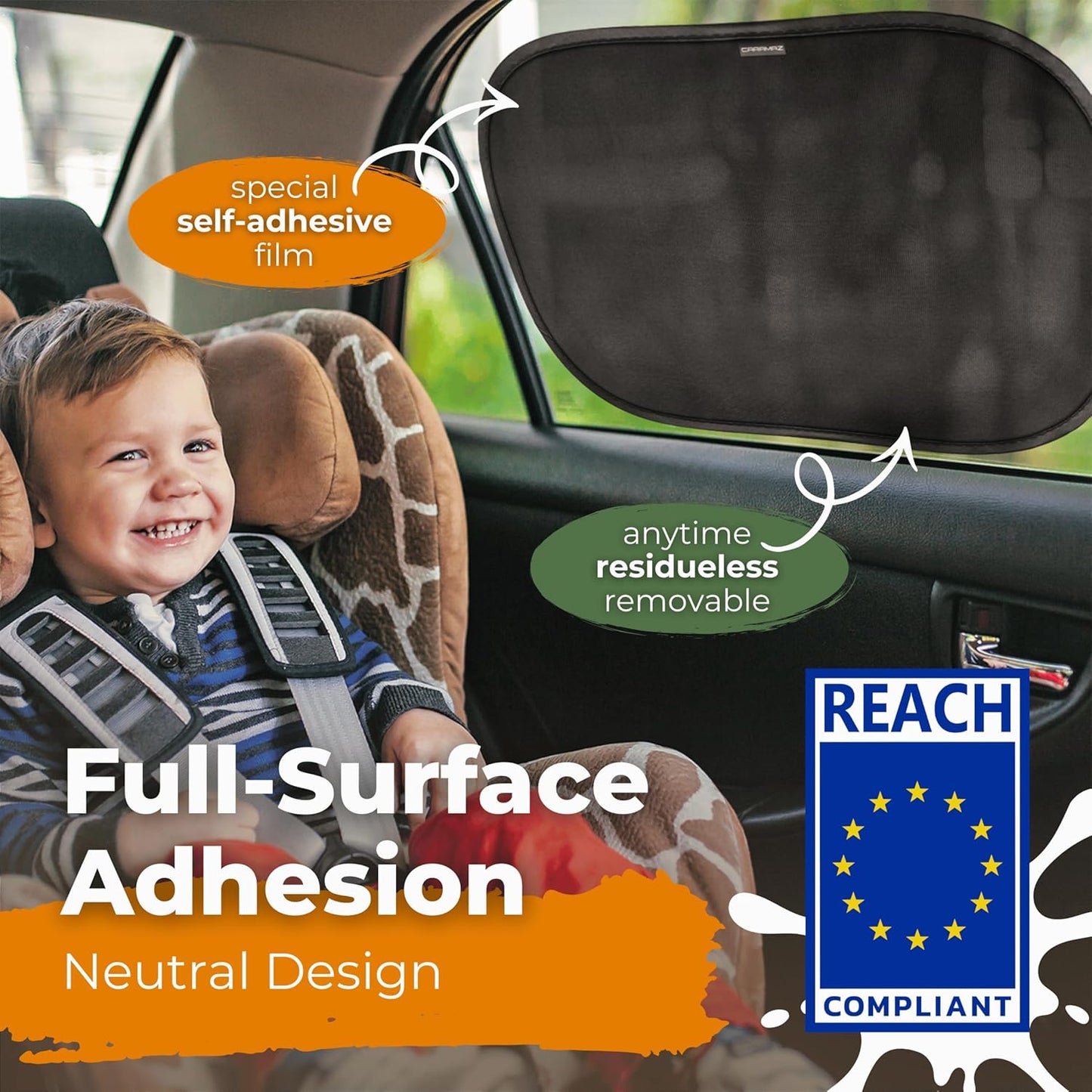 CARAMAZ Car Window Shade for Baby with Certified UV-Protection 2 Pack - 20"x12"