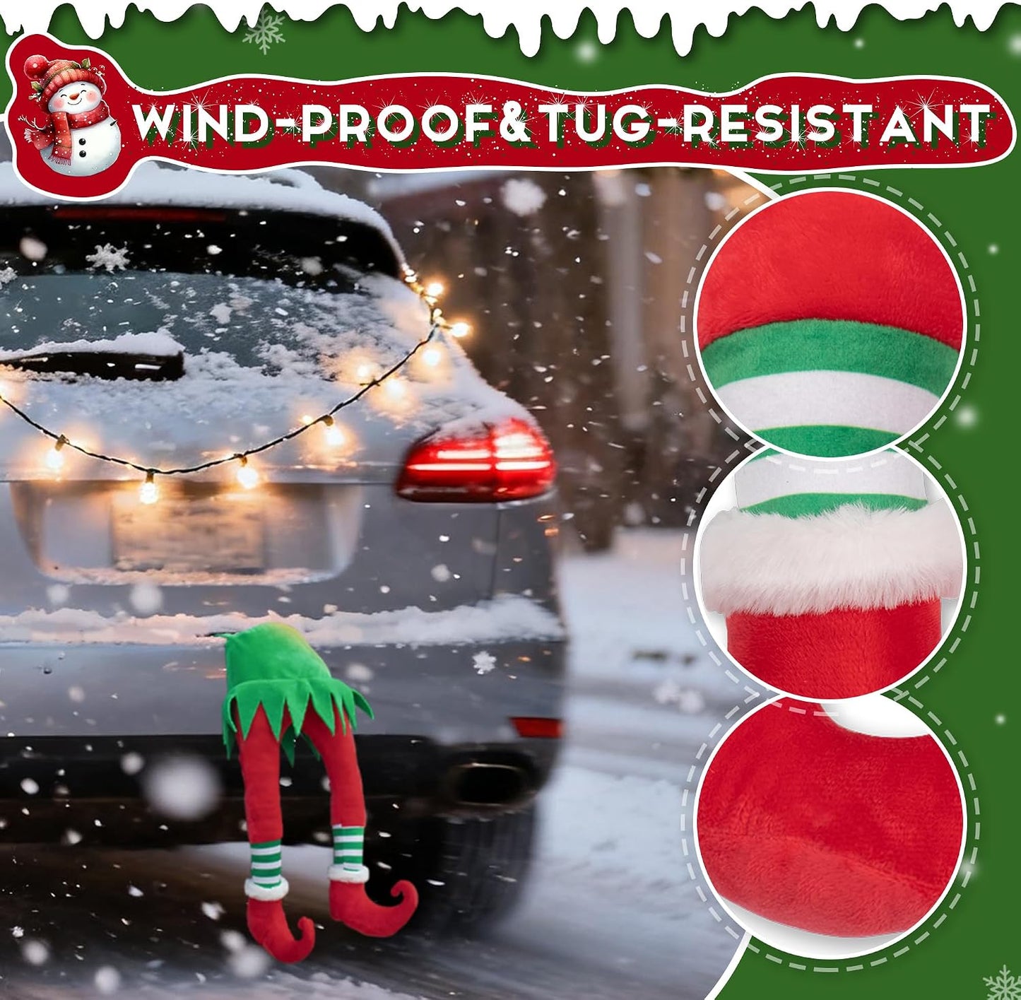 22 Inch Christmas Stuffed Elf Legs for Trunk of Car and Tree Decorations, Hanging Santa Legs Christmas Car Auto Accessories Decor Indoor Outdoor, Pack of 1