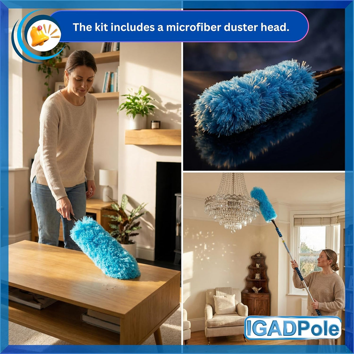 IGADPole 24 FT Washing Kit: Water-fed Brush with Soap Dispenser, Cobweb Dusters, with 6-Stage Telescoping Pole 5-24ft Pole/Window and Dusting Cleaning Kit