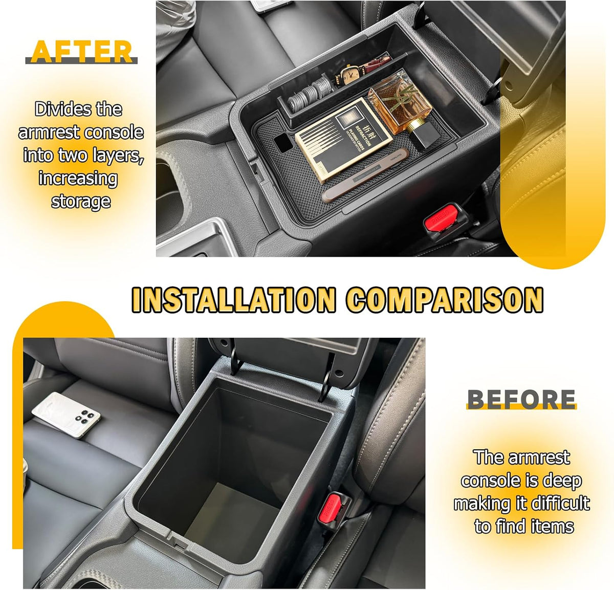 Center Console Organizer Tray for 2020-2025 Nissan Sentra, Black Trim