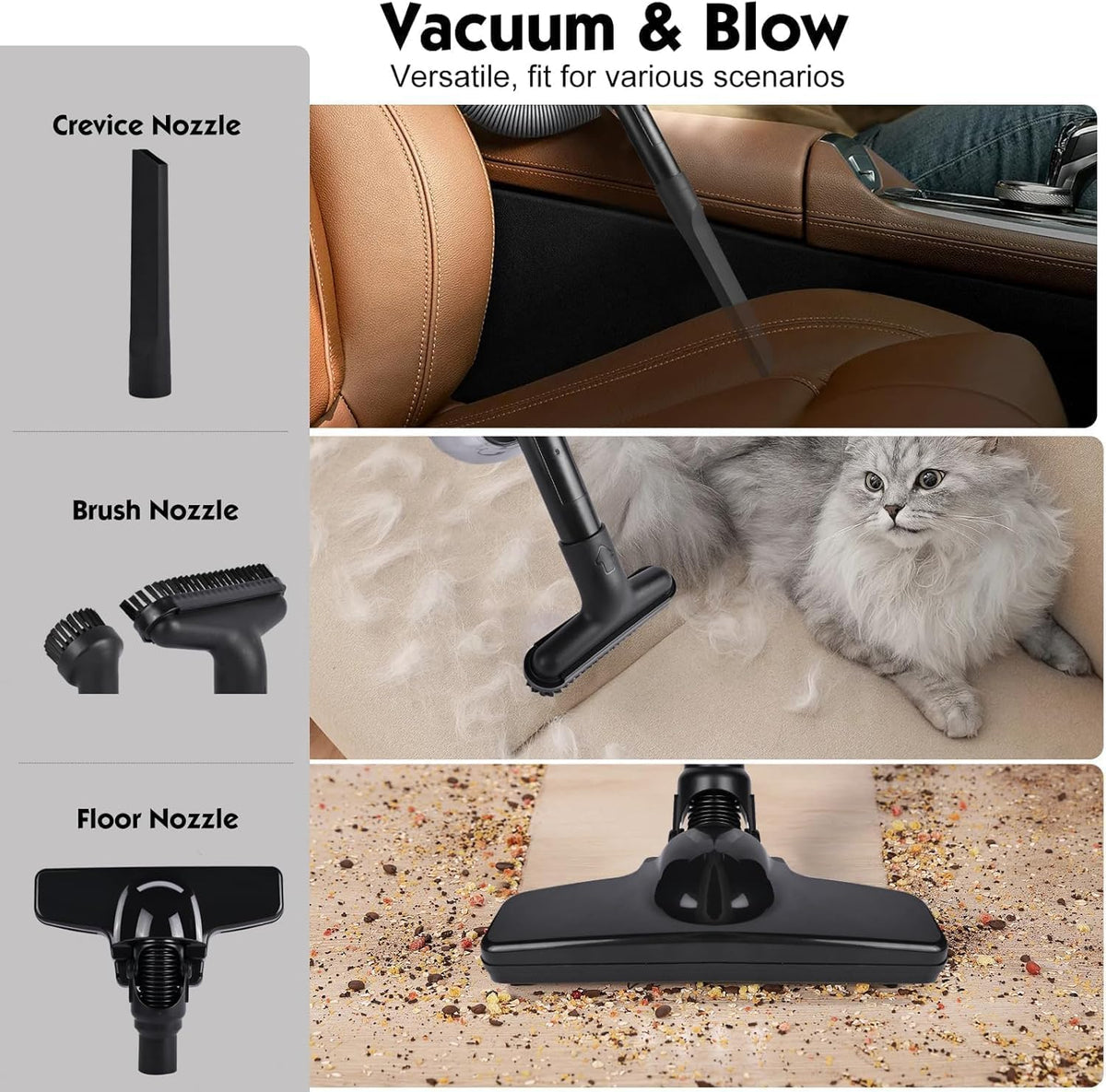 Cordless Vacuum Cleaner Compatible with De-Walt 20v, Brushless Stick Vacuum with Washable HEPA Filter 55CFM Handheld Vacuum Cleaner for Home Car Hardwood Floor Carpet Shop Vac(Tool Only)