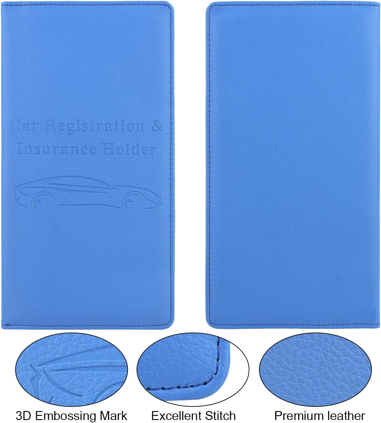 Cacturism Car Registration and Insurance Holder, Vehicle Glove Box Car Organizer Men Women Wallet Accessories Case with Magnetic Shut for Cards, Essential Document, Driver License, Blue