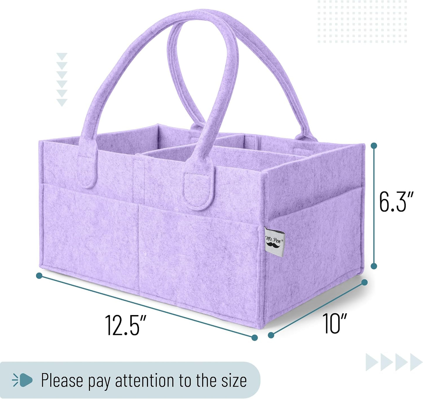 Mr. Pen- Baby Diaper Caddy Organizer, lavender dream | Nursery Storage Bin and Car Organizer for Diapers and Baby Wipes