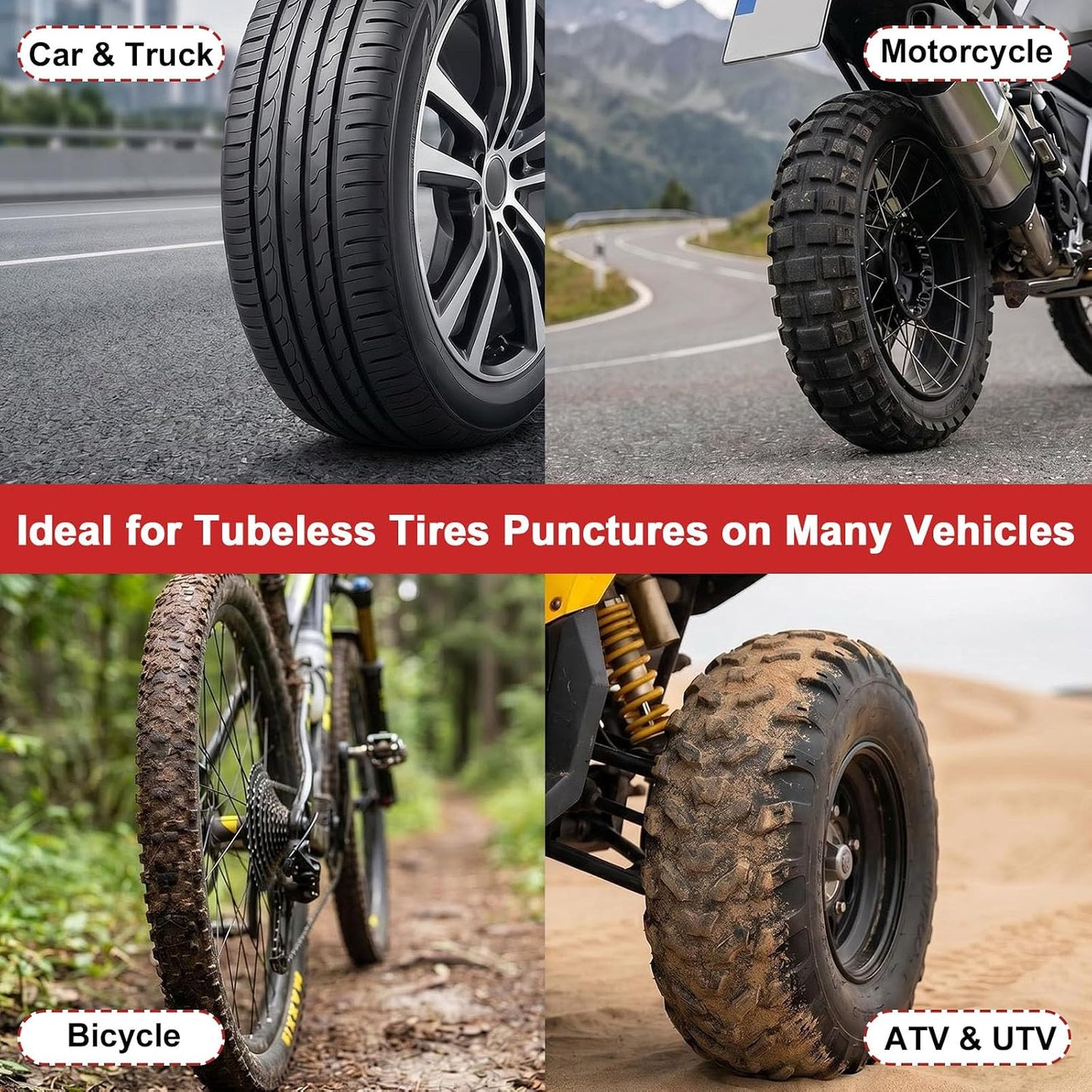 73 Pcs Tire Plug Kit, Screw in Tire Repair Rubber Nail Kit with Pliers, Screwdriver, Crayon, Quick Self-Service Emergency Repair Patch Tool for Automotive Car, Truck, Motorcycle Tubeless Tire Puncture