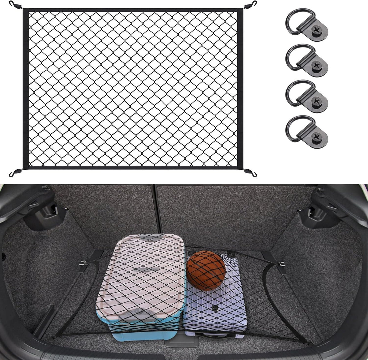 Elastic Cargo Net for SUV,Truck Net Organizer with ABS Hooks,39.3"x31.5" Stretch to 78.7"x63" Truck Bed Net for Car,Truck,Stretch Luggage Holder for Road Trip Camping Moving