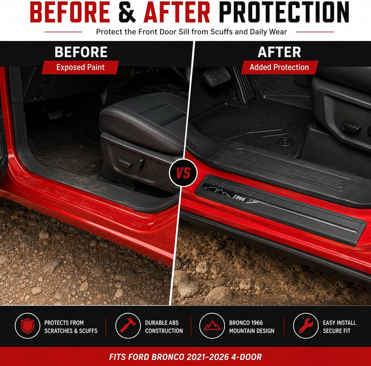 Mabett Door Edge Guards for 2021-2026 Ford Bronco Accessories 4-Door