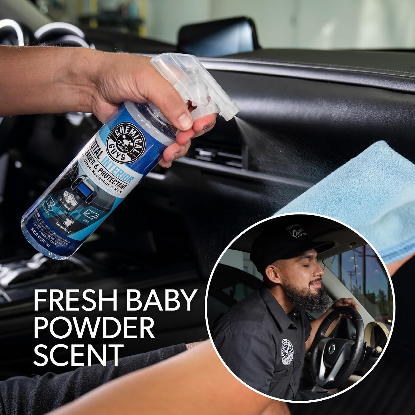 Chemical Guys Interior Detailing Bundle, Total Interior Cleaner Protectant 16 oz with VentRight Perforated Leather Cleaner & Conditioner 16 oz for Cars, Trucks, SUVs, RV Care