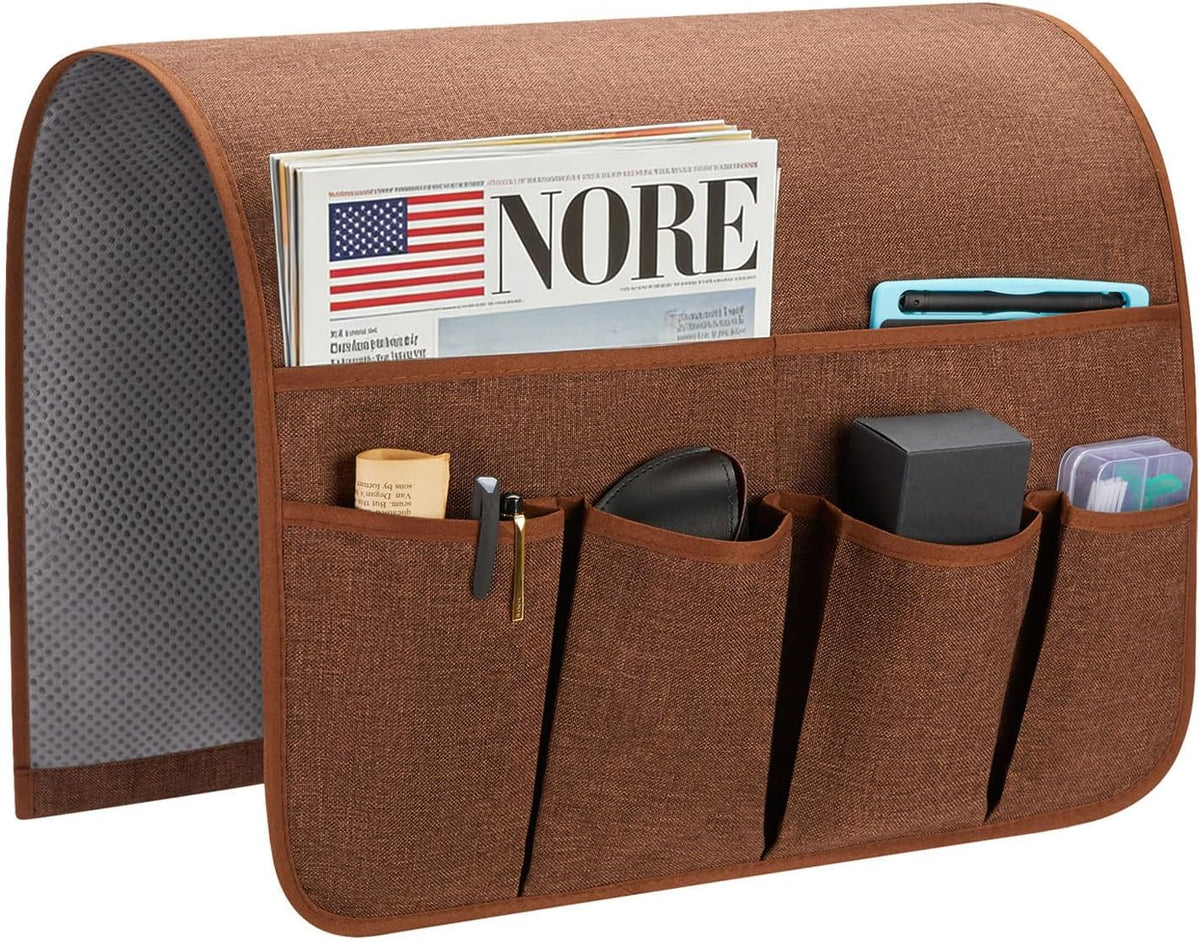 Sofa Armrest Organizer, Remote Control Holder for Recliner Couch, Arm Chair Caddy with 6 Pockets for Magazine, Tablet, Phone, iPad
