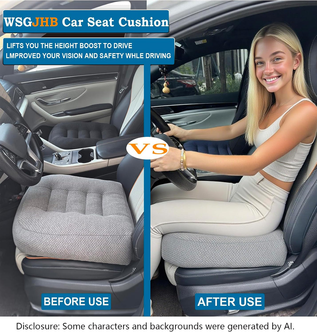 WSGJHB Large Seat Cushion, Extra Thick Booster Seat Cushions Long Sitting