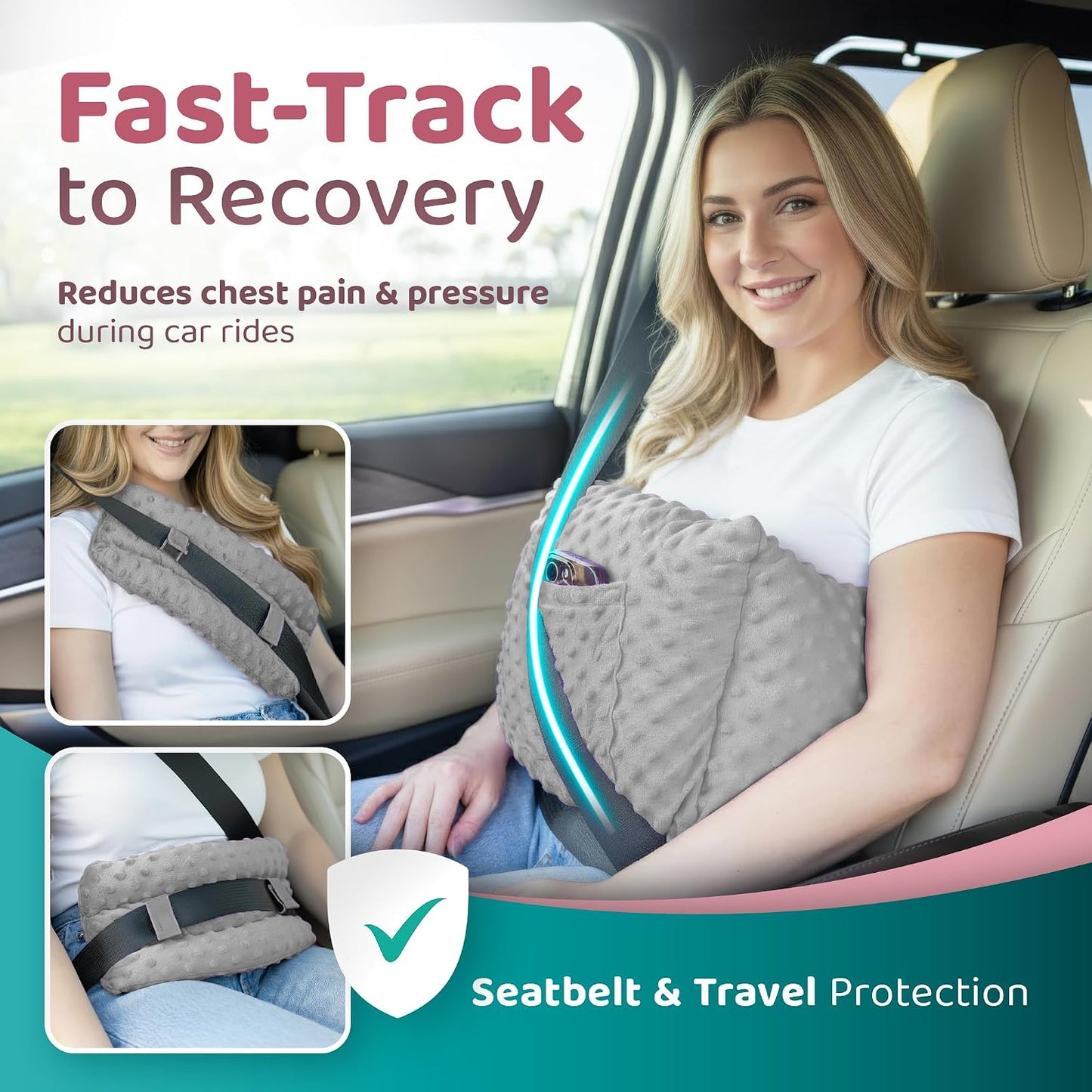 Zomaple Post Mastectomy Pillow Post Surgery – Post-Op Essentials, Breast Augmentation/Reduction & Mastectomy Recovery Supplies – Washable Cover for Comfort & Support