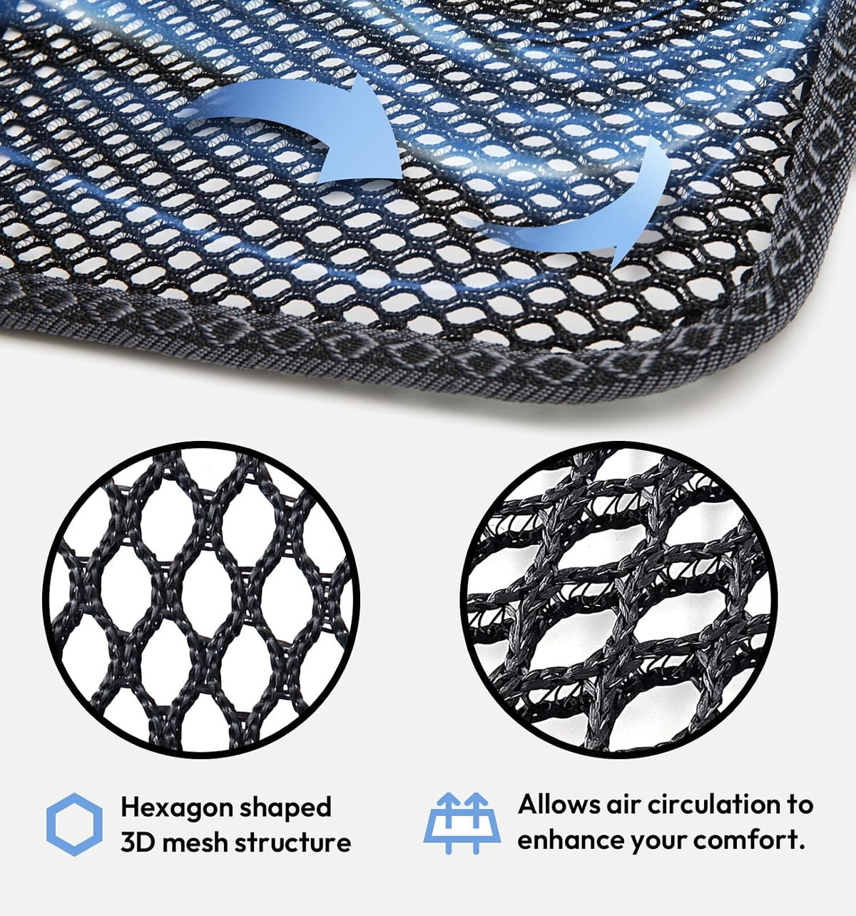 carrotez Cool & Breathable 3D Air Mesh Car Seat Cushion 17.8" x 17.8" Black